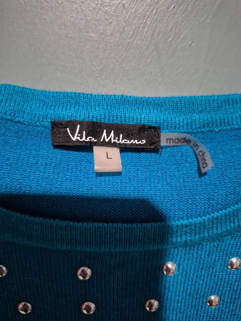 Teal Vila Milano Sweater With metal embellishment