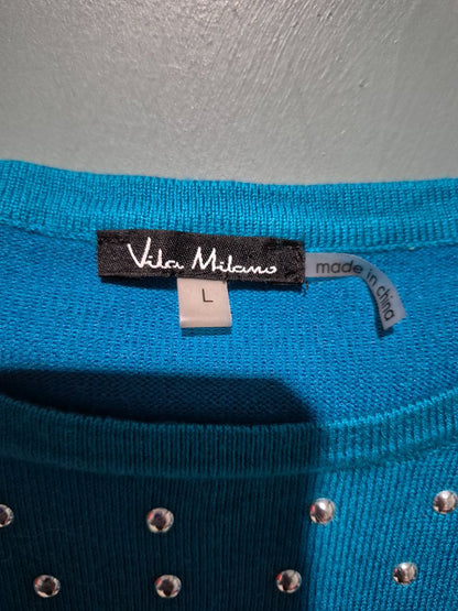 Teal Vila Milano Sweater With metal embellishment