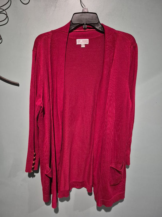 Burgundy JM Collection Open Cardigan