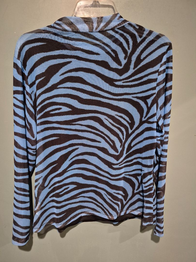Blue Shein Animal Print Long Sleeve Shirt, 2XL