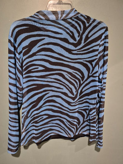 Blue Shein Animal Print Long Sleeve Shirt, 2XL