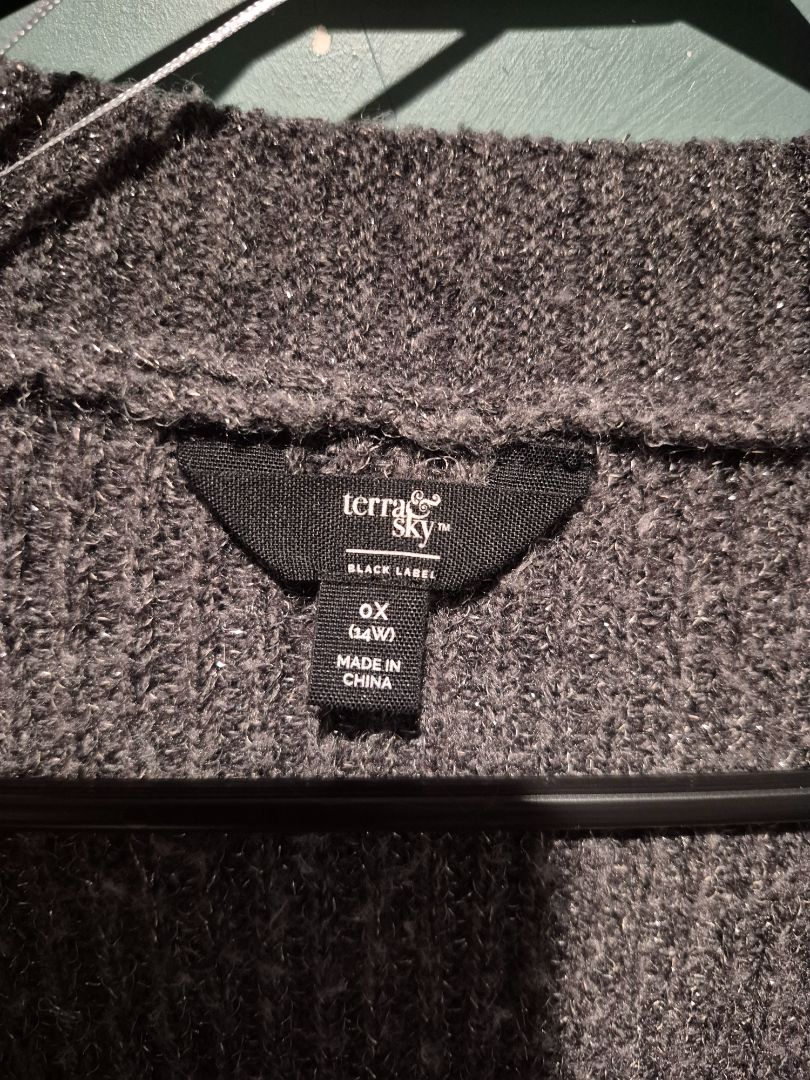 Gray Terra & Sky Sweater Jacket, 14W (0x)