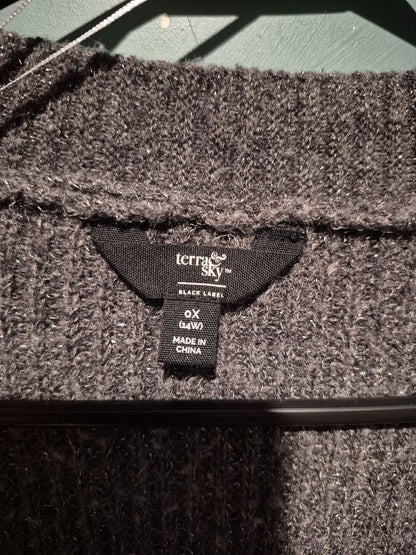 Gray Terra & Sky Sweater Jacket, 14W (0x)