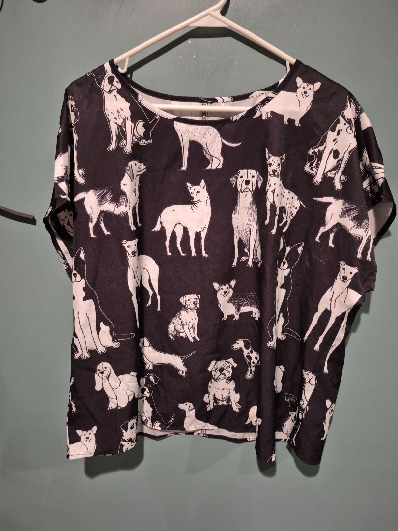 Black & White Shein Dog T Shirt, XL