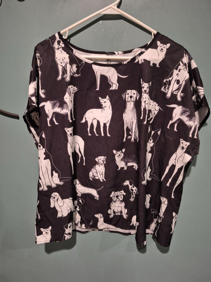 Black & White Shein Dog T Shirt, XL