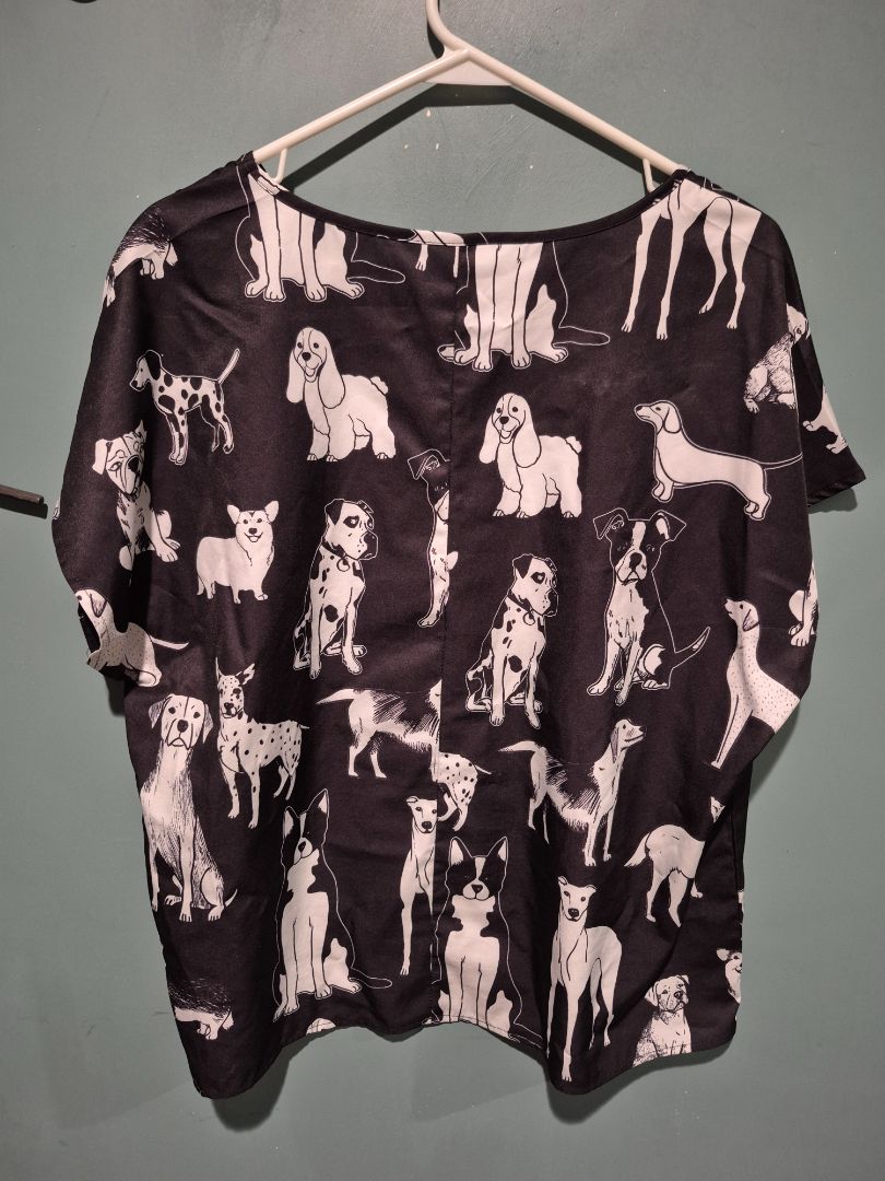 Black & White Shein Dog T Shirt, XL