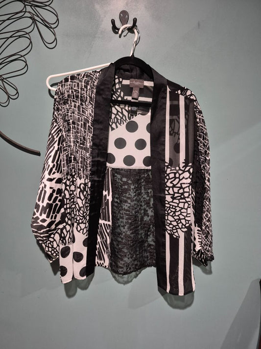 Black & White Travelers By Chicos Sheer cardigan