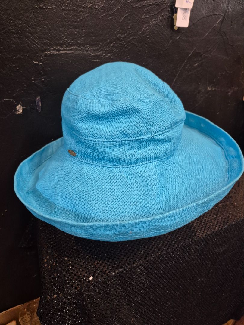 Lagoon Blue  Scala UPF 50+ Cotton Wide Brim Hat, One Size