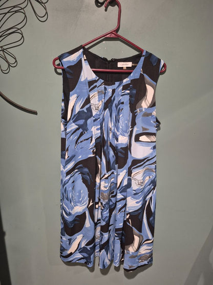 Blue Print Calvin Klein Sleeveless Knee-lengthed Dress, L