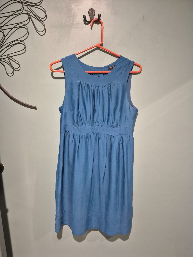 Blue Banana Republic Sleeveless Silk Knee-length Dress, 8