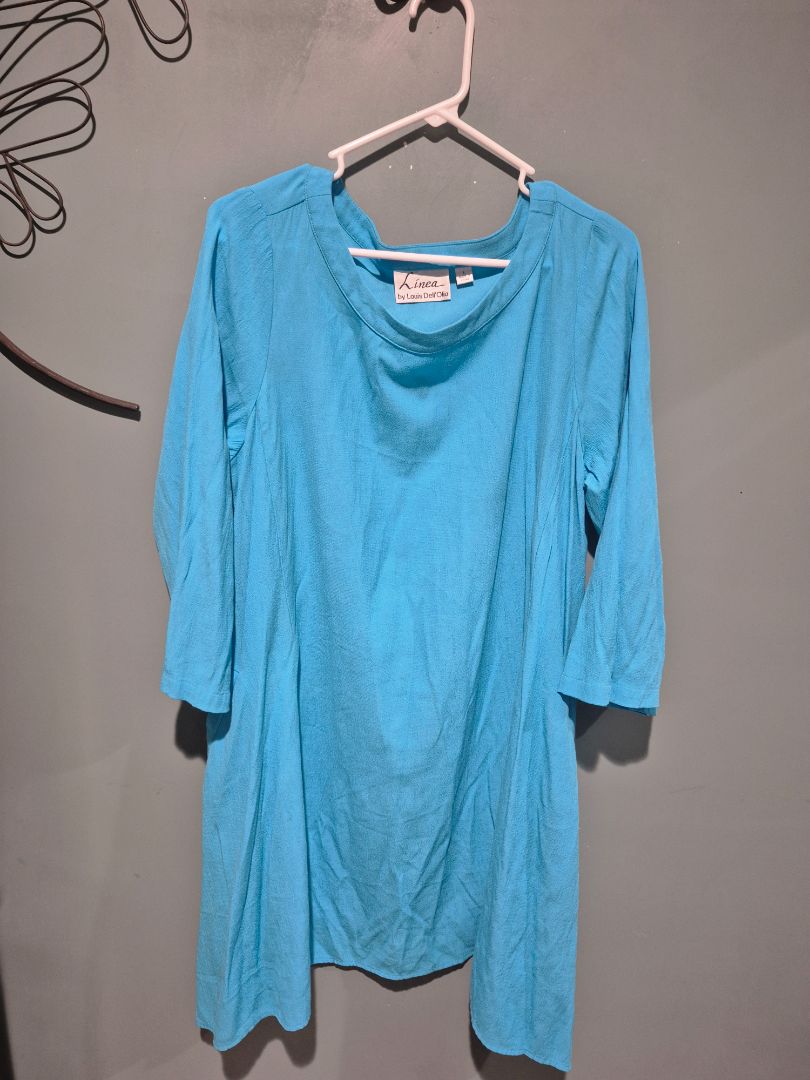 Light Blue Linea by Louis Dell'Olia 3/4 Sleeve Mid-length Dress, L