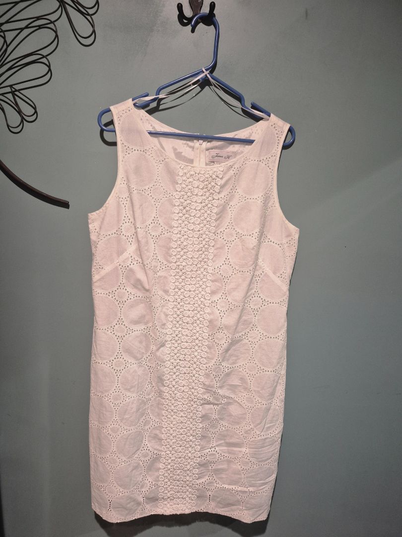 White Jessica H Sleeveless Shift Dress, 16