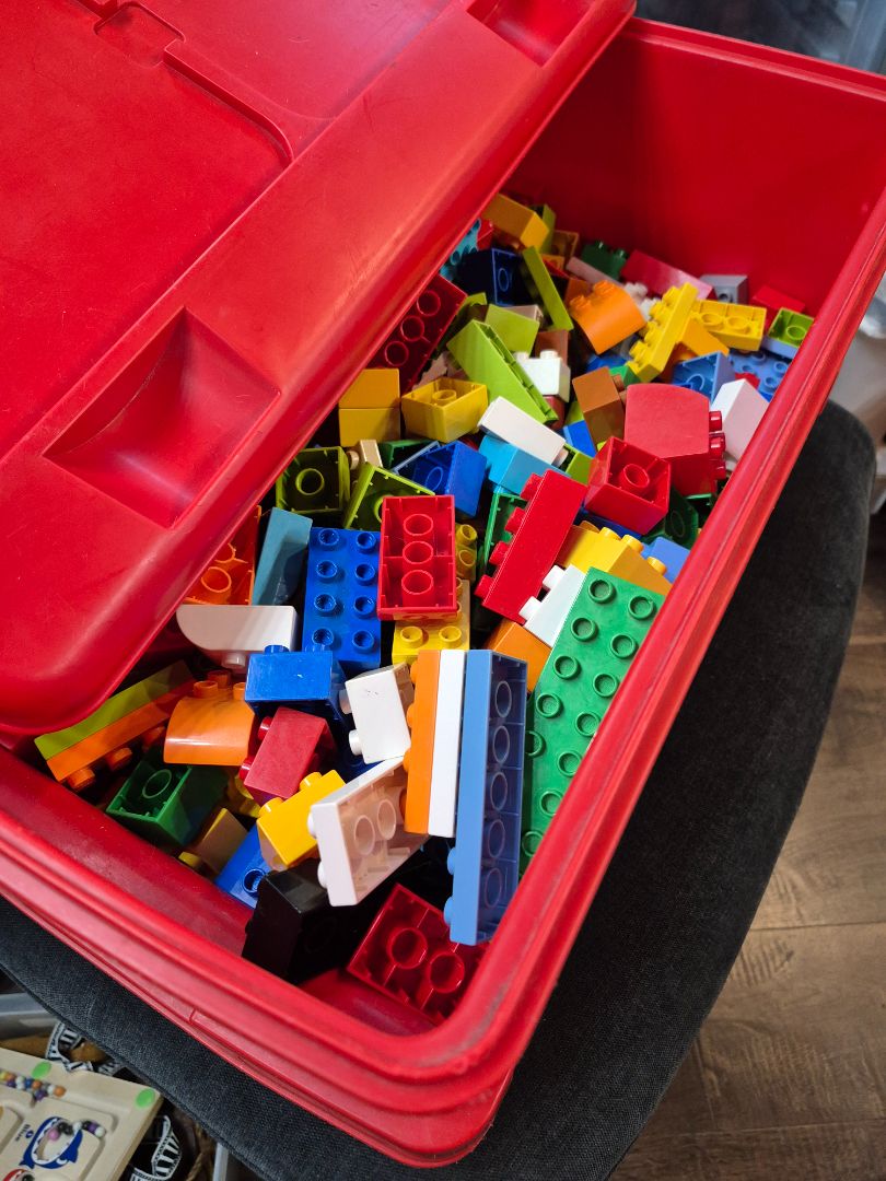 Red Lego Ride on Fire Truck W/Legos, 22" × 13" × 11"