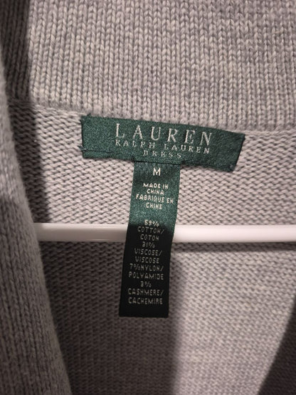 Tan  Lauren Ralph Lauren Knit Buckled Sweater Dress Cotton Blend Faux Wrap, m