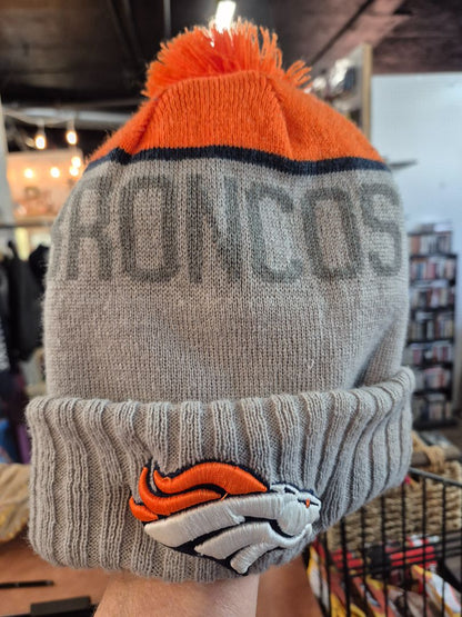 Grey & Orange NFL Denver Broncos Knit Pom Beanie Hat, One Size