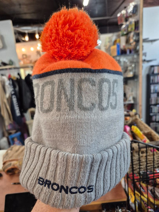 Grey & Orange NFL Denver Broncos Knit Pom Beanie Hat, One Size