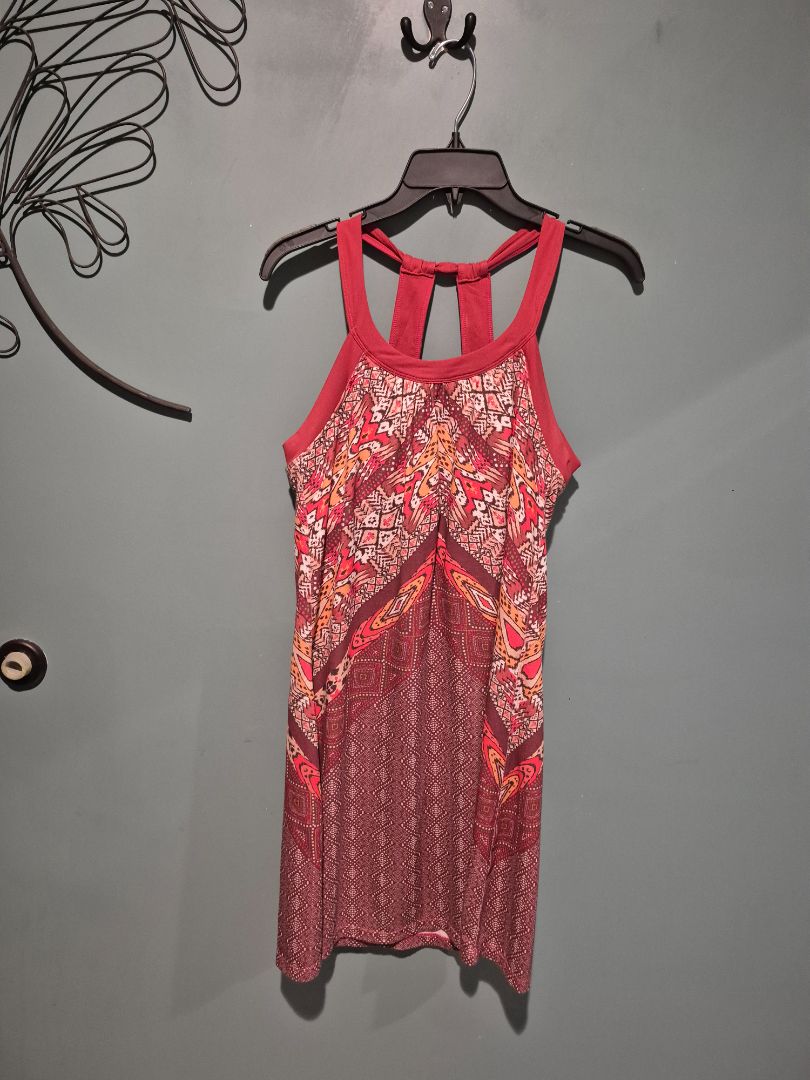 Mauve w/Geometric Shapes Print prAna Halter Dress, M