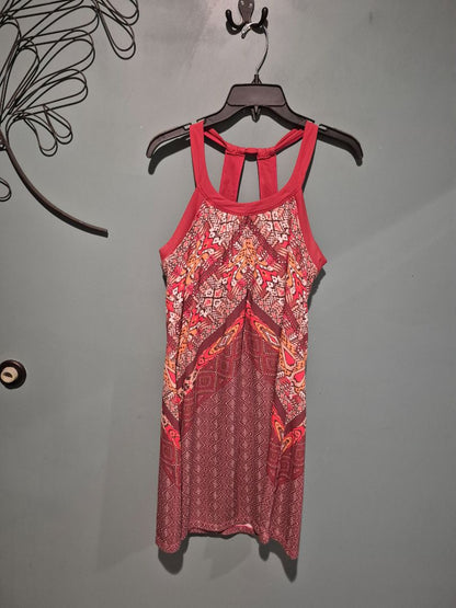 Mauve w/Geometric Shapes Print prAna Halter Dress, M