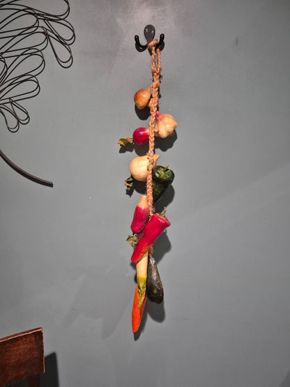 Paper Mache String of Veggies, 33"