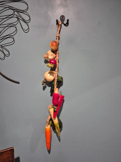 Paper Mache String of Veggies, 33"