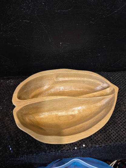 Hand Carved Walnut Shaped Nut Bowl, 10.5" × 8"