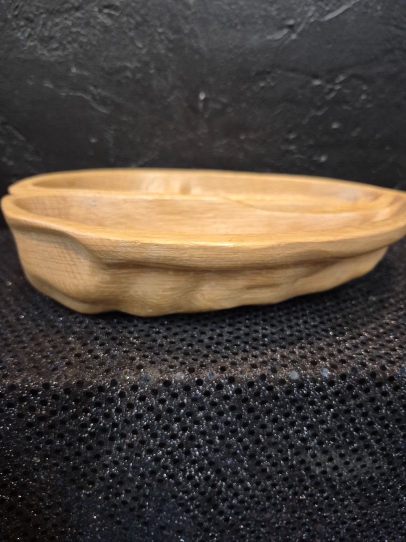 Hand Carved Walnut Shaped Nut Bowl, 10.5" × 8"