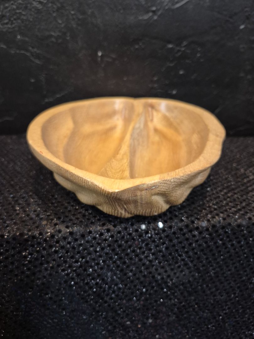 Hand Carved Walnut Shaped Nut Bowl, 10.5" × 8"