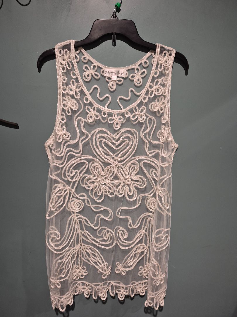 White Pretty Angel Sheer Mesh Tunic, LG