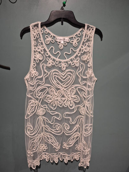 White Pretty Angel Sheer Mesh Tunic, LG