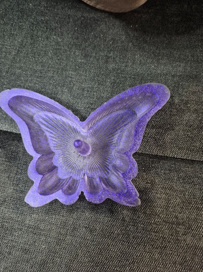 Purple Glitter Handmade Butterfly Resin Trinket Tray w/Ring Holder