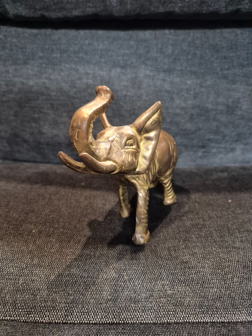 Brass Elephant Figurine, 2" × 5" × 4.5"