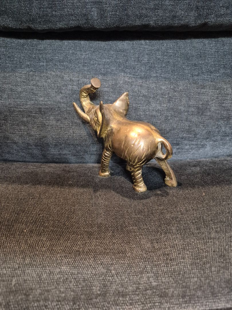 Brass Elephant Figurine, 2" × 5" × 4.5"