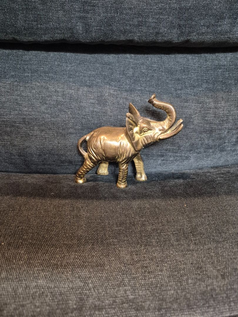 Brass Elephant Figurine, 2" × 5" × 4.5"