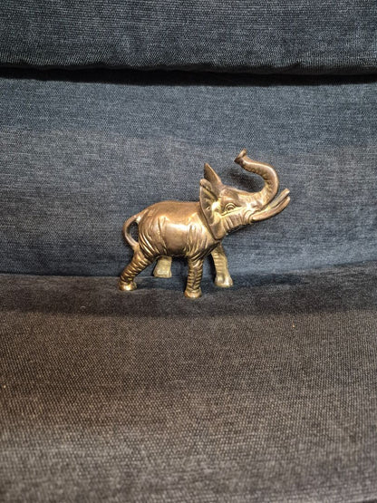 Brass Elephant Figurine, 2" × 5" × 4.5"