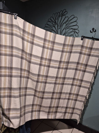 White  Plaid Blanket, 52" × 60"