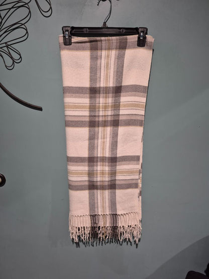 White  Plaid Blanket, 52" × 60"