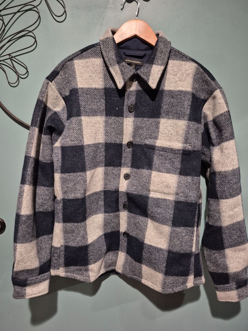 Banana Republic Plaid Flannel Lined Button Front Medium