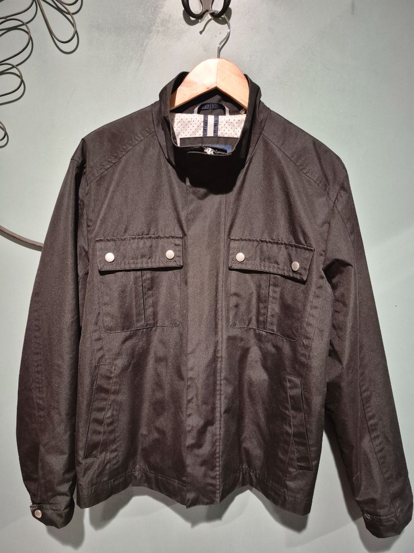 Cole Haan Trucker Jacket Full Zip Black Canvas