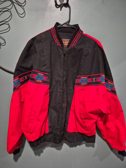 Davis James Bomber Jacket Red/Black Southwestern Pattern Medium