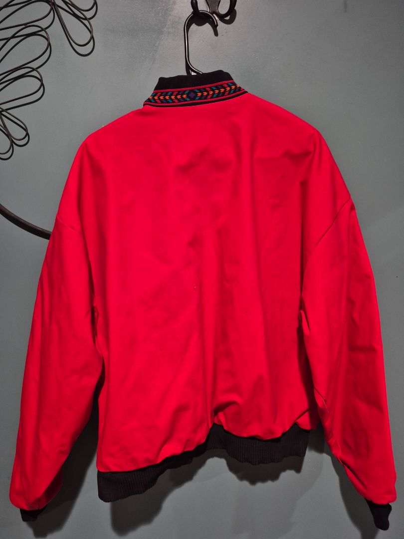 Davis James Bomber Jacket Red/Black Southwestern Pattern Medium