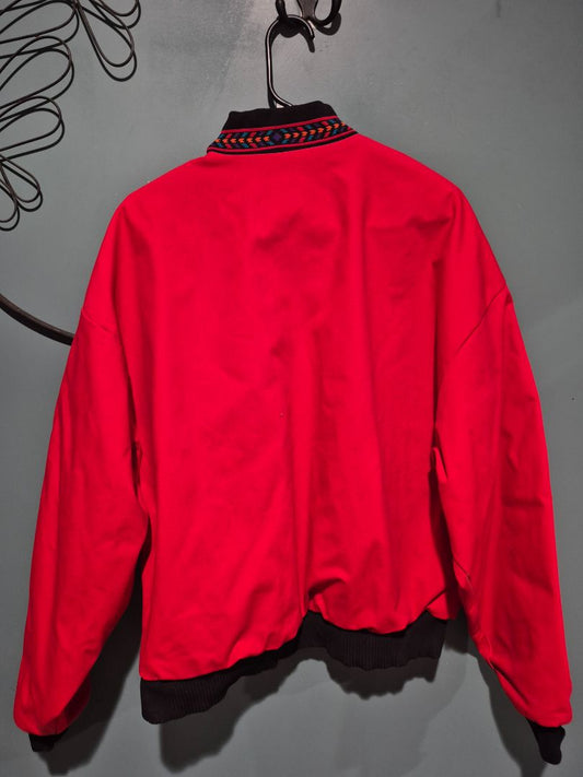 Davis James Bomber Jacket Red/Black Southwestern Pattern Medium