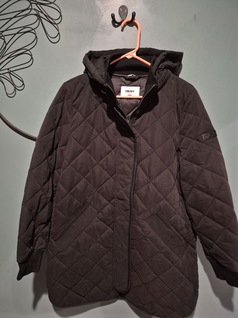 DKNY Women's Hooded Quilted Coat Medium