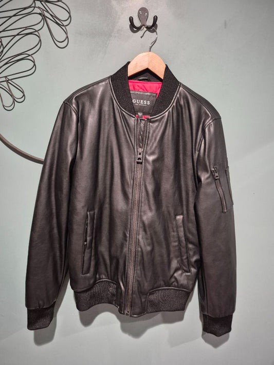 Guess Black w/Red Lining Leather Jacket Small