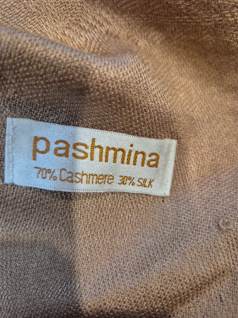 Brown Pashmina Cashmere Scarf, 72"