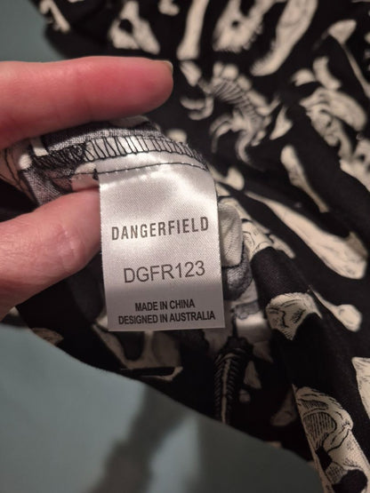 Black & White Dangerfield Dinosaur Bones Short Sleeve Button Shirt, 8