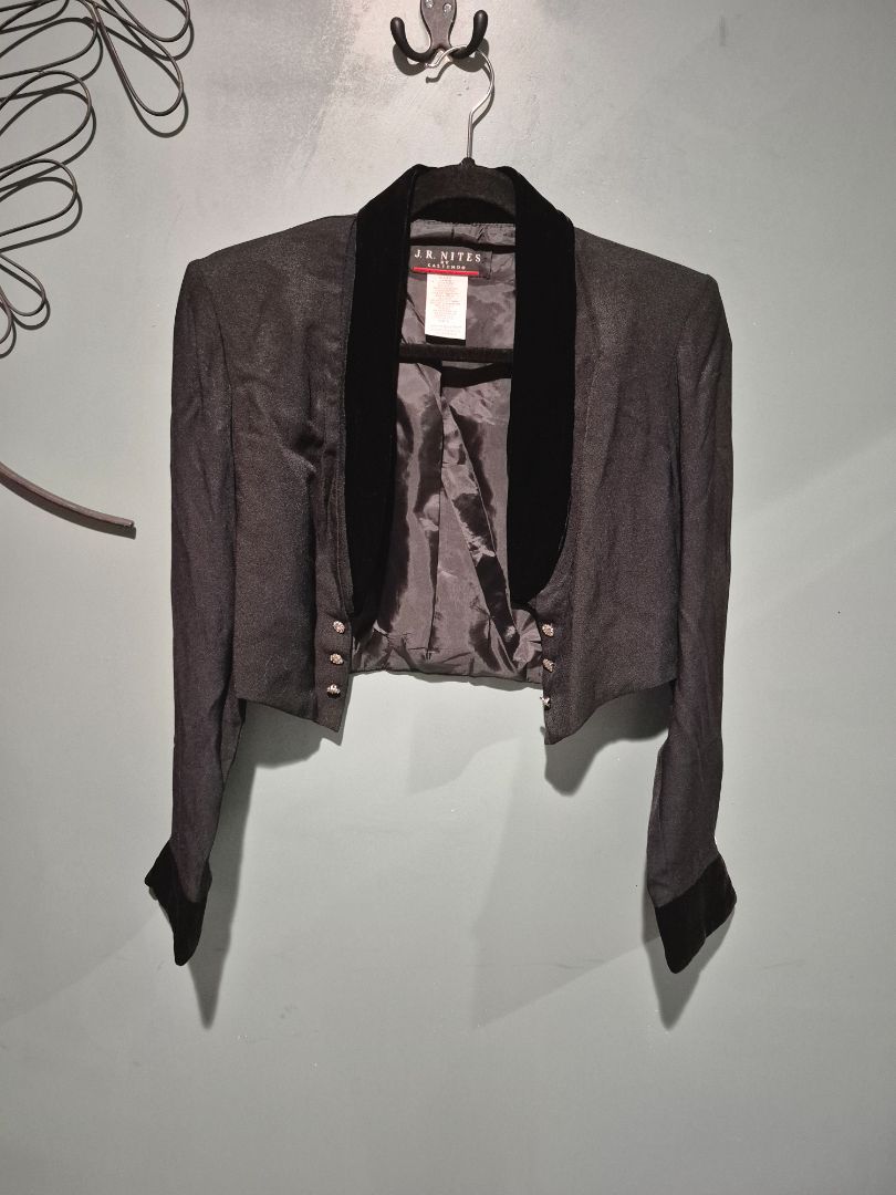 Black J. R. Nites by Caliendo Cardigan Jacket w/Rhinestone Buttons, 6