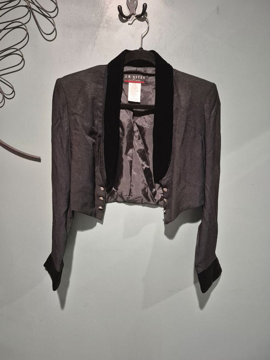 Black J. R. Nites by Caliendo Cardigan Jacket w/Rhinestone Buttons, 6
