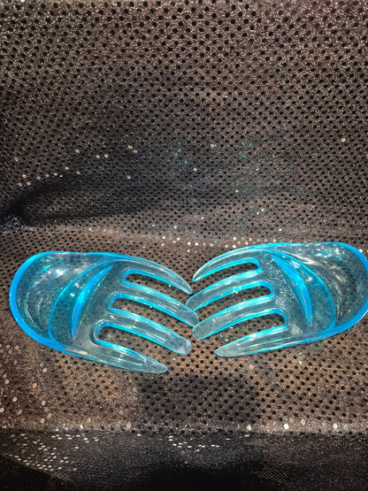 Aqua Vintage Plastic Hand Salad Servers