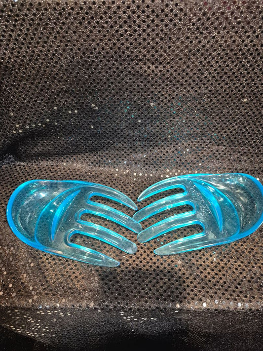 Aqua Vintage Plastic Hand Salad Servers