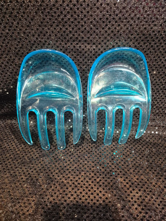 Aqua Vintage Plastic Hand Salad Servers